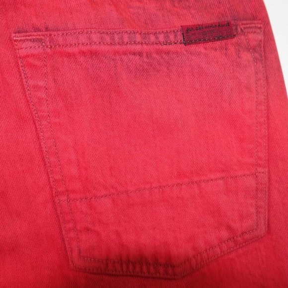 7 For All Mankind Men's Paxtyn Skinny Jeans Size 32 x 33 NWT Red Mid Rise Denim - Picture 6 of 9